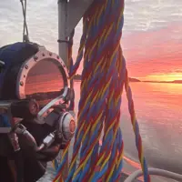 Diver helmet and umbilicals