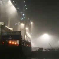Early morning fog at port